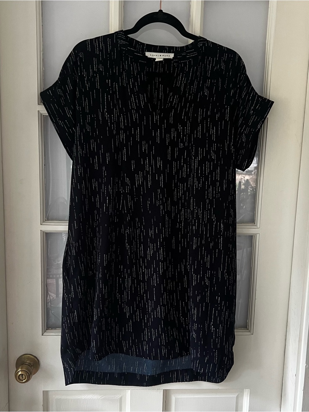 Loyal Hana Nursing Dress M Black White Print Hidden Zippers Pockets
